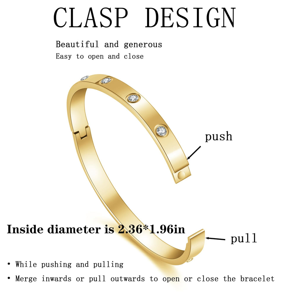 FUNIO 18K Gold Plated Van cleef Clover Bracelet Love bangle Set for Women - Stack Friendship Bracelet Lucky Link Bracelets Jewelry Gifts Trendy for Women