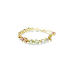 Swarovski Gema Tennis bracelet, Mixed cuts, Multicolored, Gold-tone finish