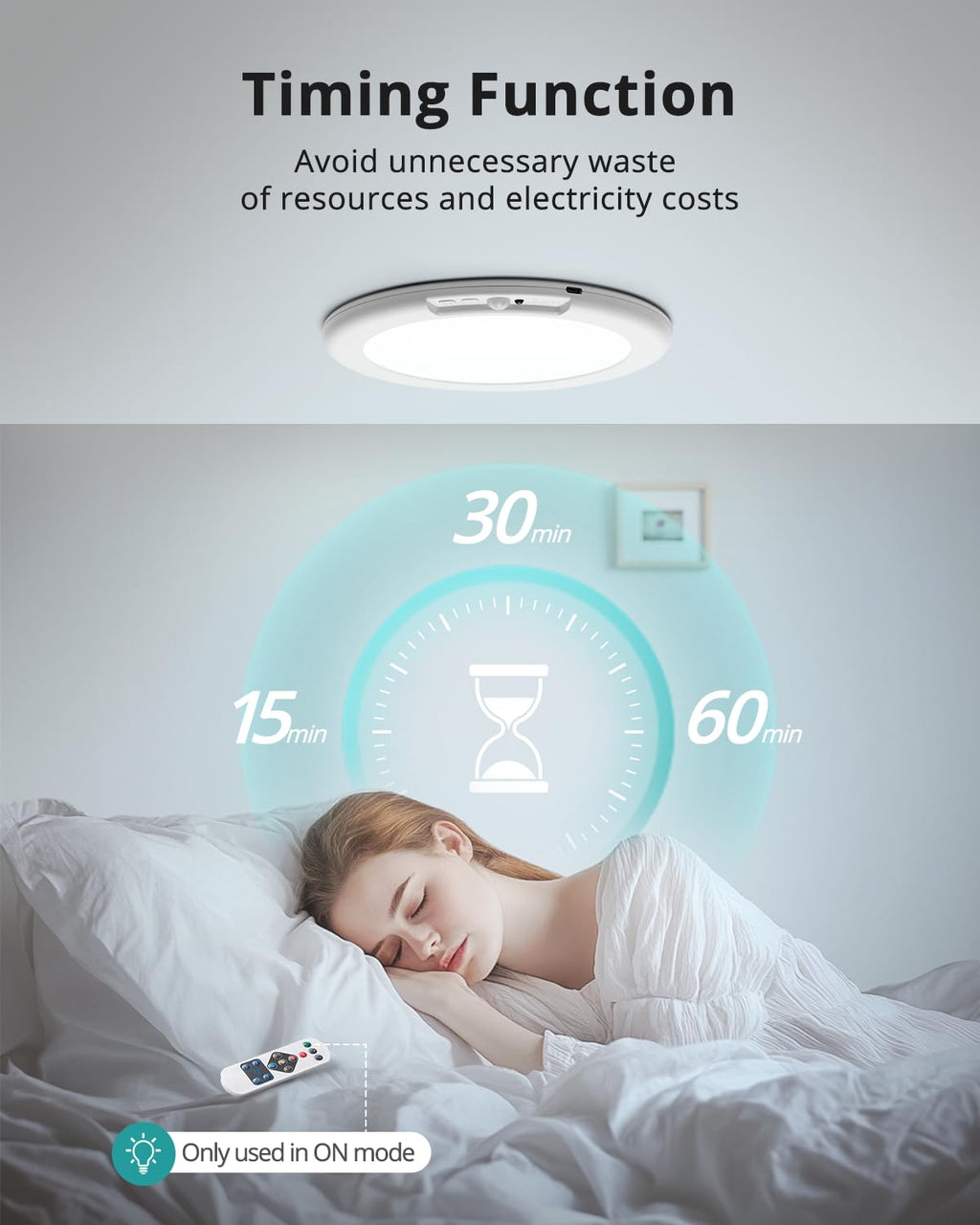 wowatt Rechargeable Ceiling Lights Battery Operated Ceiling Light with Remote Wireless Shower Lighting 3000K 4500K 6500K 7.48in Dimmable Timing Overhead Light for Closet Shower Living Room