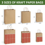 BagDream 75 Pack Kraft Paper Gift Bags with Handles Assorted Sizes Brown