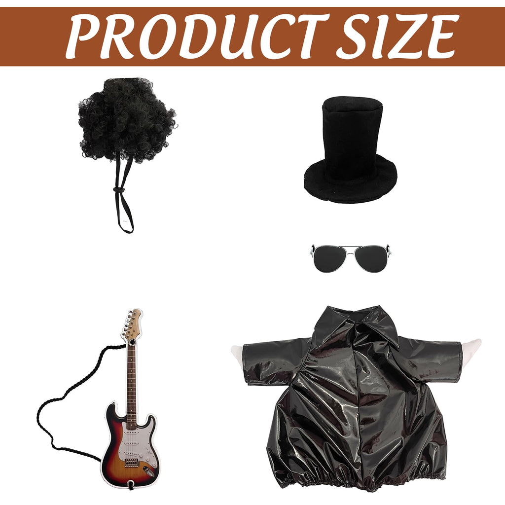 JarThenaAMCS Rock and Roll Porch Goose Outfit Set 80s 90s Hip Hop Goose Costume Dresses Clothes with Guitar Sunglasses Wig Hat Fits 23'' for Yard Lawn Outdoor Garden Decor
