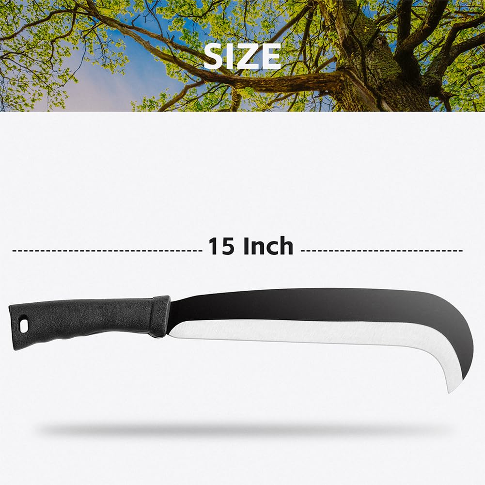 Sickle Machete for Yard Work Machetes for Cutting Trees Billhook Brush Clearing Sickle Garden Tool Brush Axe Harvest Knife Heavy Duty Machete with Curve Blade Grass Sickle for Gardening,Weeding