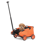 AESRAOU Mini Dog Strollers for Mini Pets, Foldable Multifunctional Shopping Carts with Extendable Pull Handle, Doggie Wagon Built-in Cushion and Safety Rope with Storage Bag (Orange)