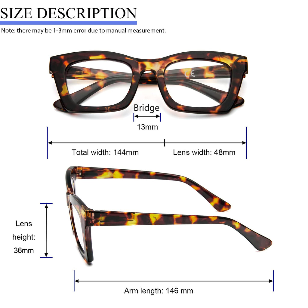 REAVEE 6 Pack Oprah Style Reading Glasses for Women Blue Light Blocking Cute Square Computer Readers with Spring Hinge 2.0