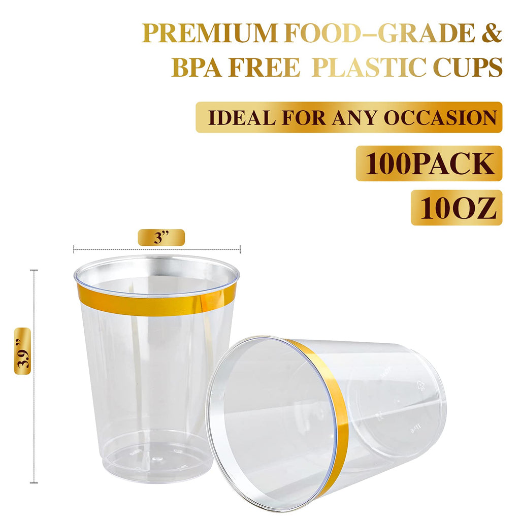 FOCUSLINE 100 Count 10 oz Gold Plastic Cups