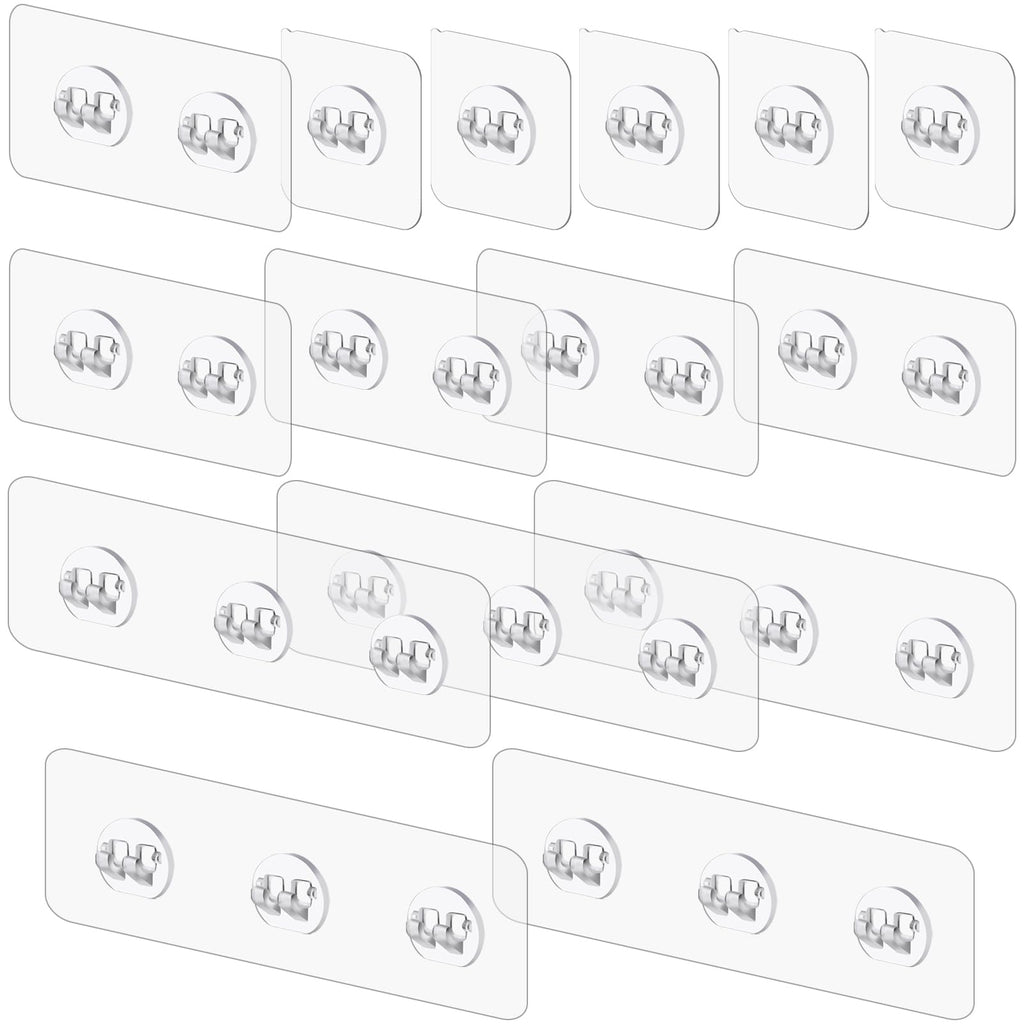 Vivinin 30 Pack Clear Reusable Adhesive Wall Hooks - 33lb(Max) No Damage Waterproof Oilproof for Bathroom, Home, Kitchen, Office and Outdoor