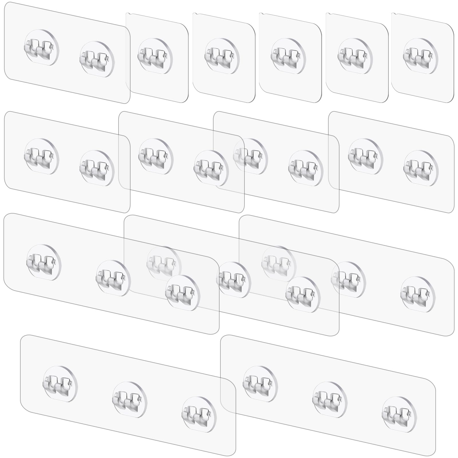 Vivinin 30 Pack Clear Reusable Adhesive Wall Hooks - 33lb(Max) No Damage Waterproof Oilproof for Bathroom, Home, Kitchen, Office and Outdoor