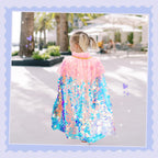 Meland Princess Dress Up for Girls 3-8, Mermaid Cape with Crown, Dress Up Clothes for Girls Birthday Gift, Christmas, Halloween Role Play Costumes, Toys for Kids Toddlers Pretend Play