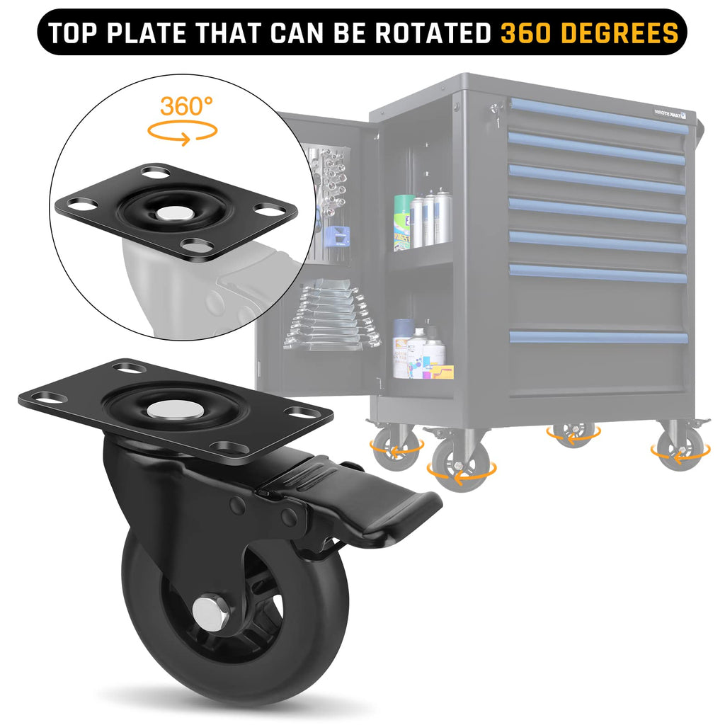 Apllamo 4" Casters Set of 4 ，4 Heavy Duty Quiet Casters, Max Load 22000LBS. Suitable to do Soft Wheels for cart ，Caster Wheels Glide Quietly and Protect The Floor, casters Set of 4 Heavy Duty.