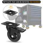 Apllamo 4" Casters Set of 4 ，4 Heavy Duty Quiet Casters, Max Load 22000LBS. Suitable to do Soft Wheels for cart ，Caster Wheels Glide Quietly and Protect The Floor, casters Set of 4 Heavy Duty.