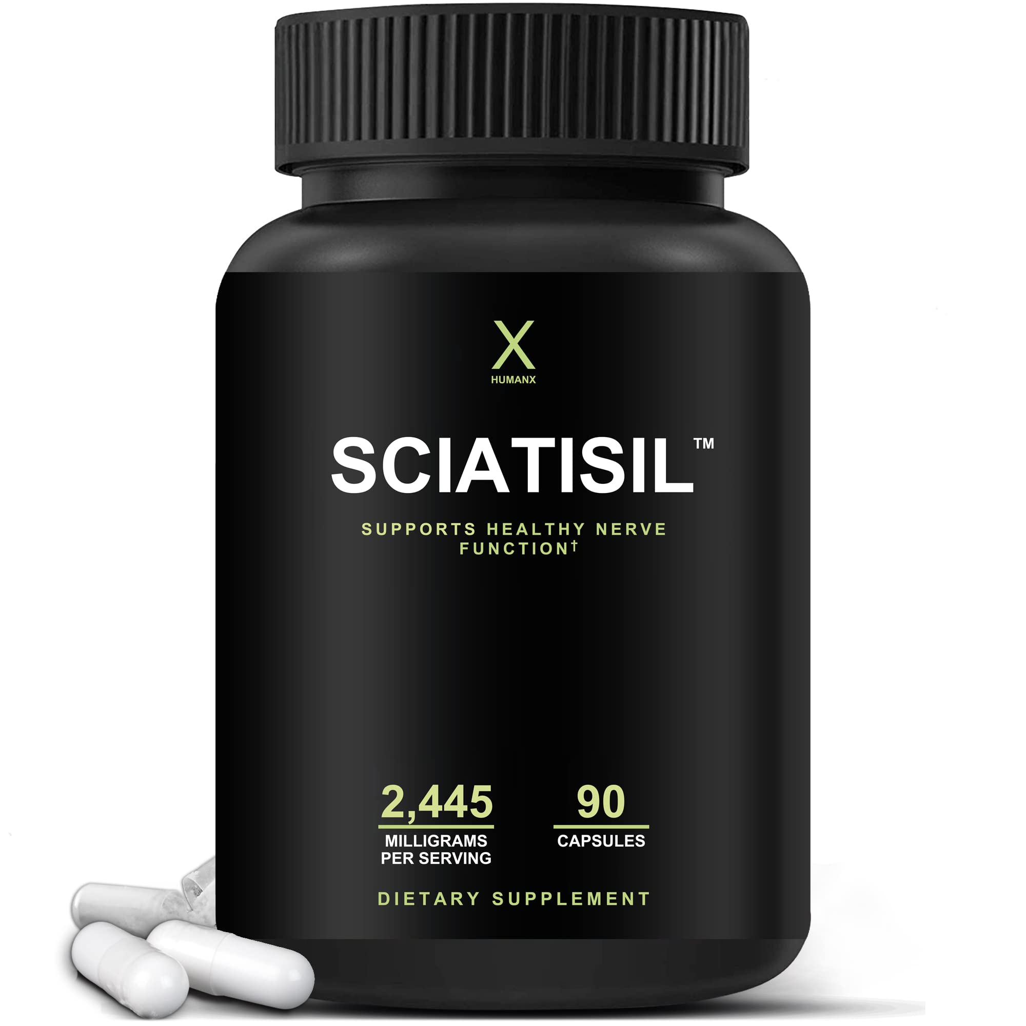 HUMANX Sciatica Focused Formula - Nerve Support Supplement with Stabilized R-Lipoic Acid for Extra Strength - Vitamins Promoting Healthy Back, Hips, Leg, Feet - Neuropathy Supplements - Sciatisil