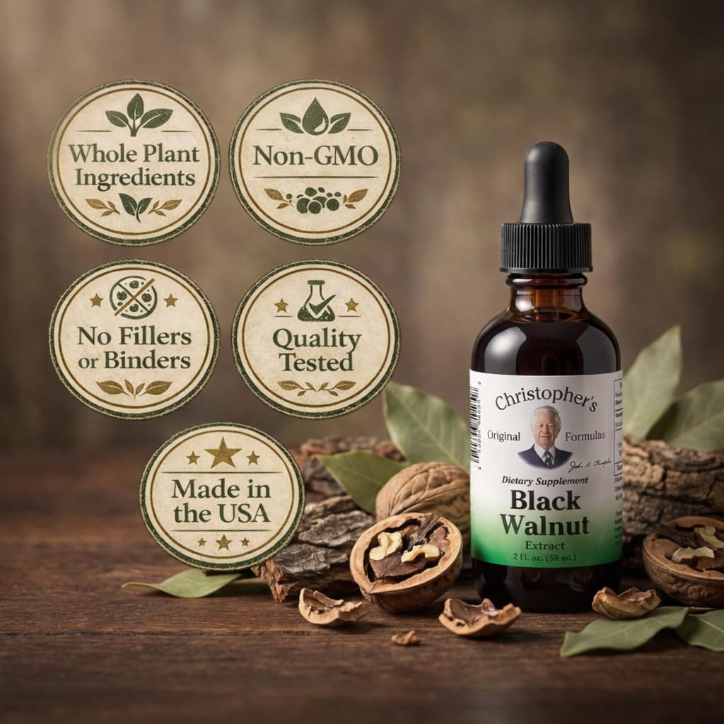 Christopher's Original Formulas Black Walnut Extract, Herbal Liquid Supplement, 2 oz - Pack of 2