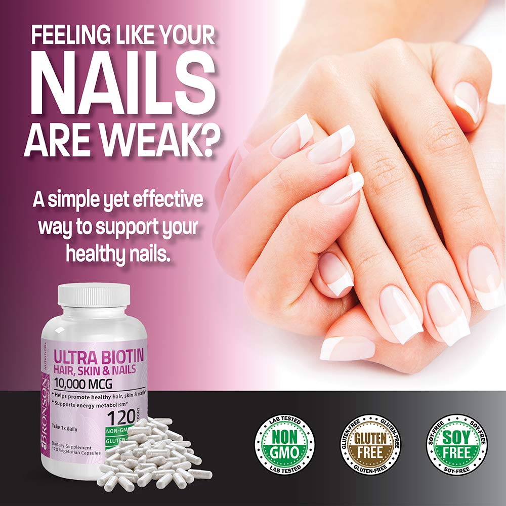 Bronson Ultra Biotin 10,000 Mcg Hair Skin and Nails Supplement, Non-GMO, 360 Vegetarian Capsule