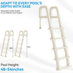 Outvita 5-Step PE Pool Ladder Above Ground, Heavy Duty Safety Deck Ladder, Anti Slip Plastic Step for Inground Swimming Pool 48in to 54in(Ivory)