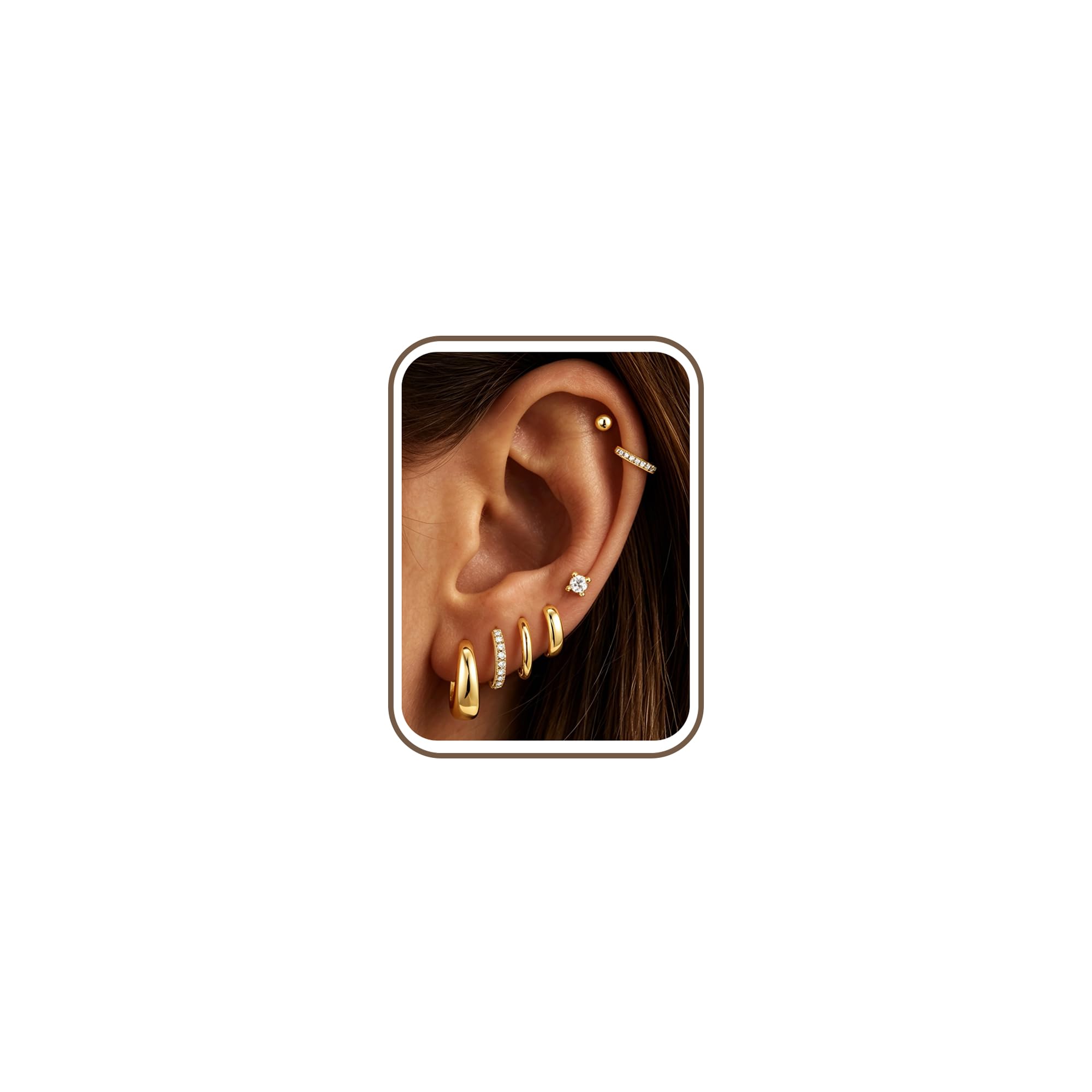 TURANDOSS Hypoallergenic Gold Hoop Earring Sets for Women Girls No Tarnish