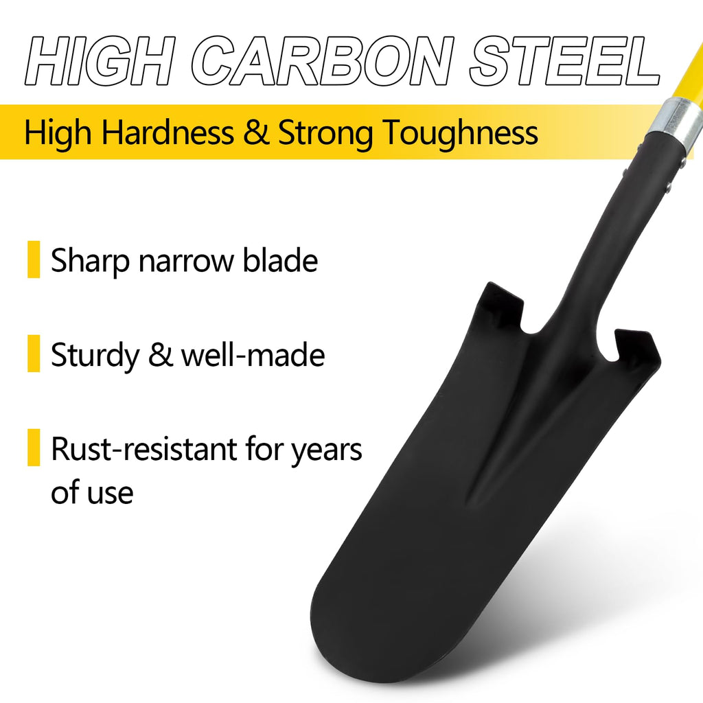 Nohovu Shovel for Digging, Heavy Duty Shovel with Fiberglass Handle, 58 Inches