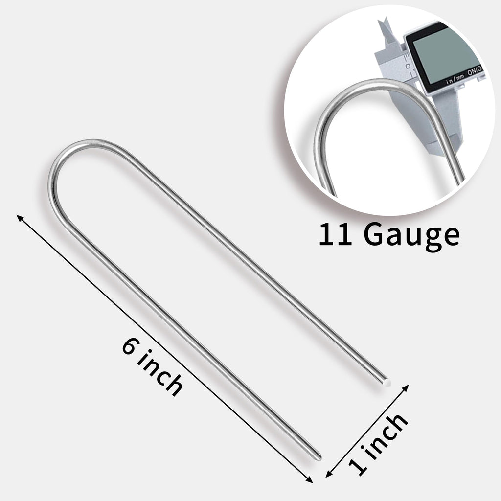 ToolTide 100 Pack 6 Inch U Shaped Garden Stakes Drip Irrigation Stakes