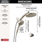 Delta 6-Setting PivotPro 3-in-1 Combination Shower Head with ProClean Spray, Brushed Nickel Round Shower Head Rainfall with Handheld Spray, 1.75 GPM, SpotShield Brushed Nickel 75649SN
