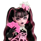 Monster High Scary Sweet Birthday Doll, Draculaura in Pink Party Dress with Themed Accessories Like Invite, Balloon, Gift, Fan and More