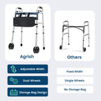 Folding Narrow Walker for Seniors – Width & Height Adjustable Walker, Lightweight Standard Walker for Elderly, Walkers for Seniors, Disabled, Bariatric