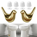 MENNTY 2Packs Ceramic Gold Birds Toilet Bolt Caps & 4Packs Universal Toilet Bolt Covers, Bathroom Decorative Toilet Floor Screw Cover Caps Easy Installation