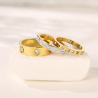 YIKOXI Gold Rings Set for Women 18K Gold Plated Titanium Steel Dainty Cubic Zirconia Rings Fashion Stacking Bands Valentines Day Mother's Day Christmas Day Best Gifts (Gold, 8)
