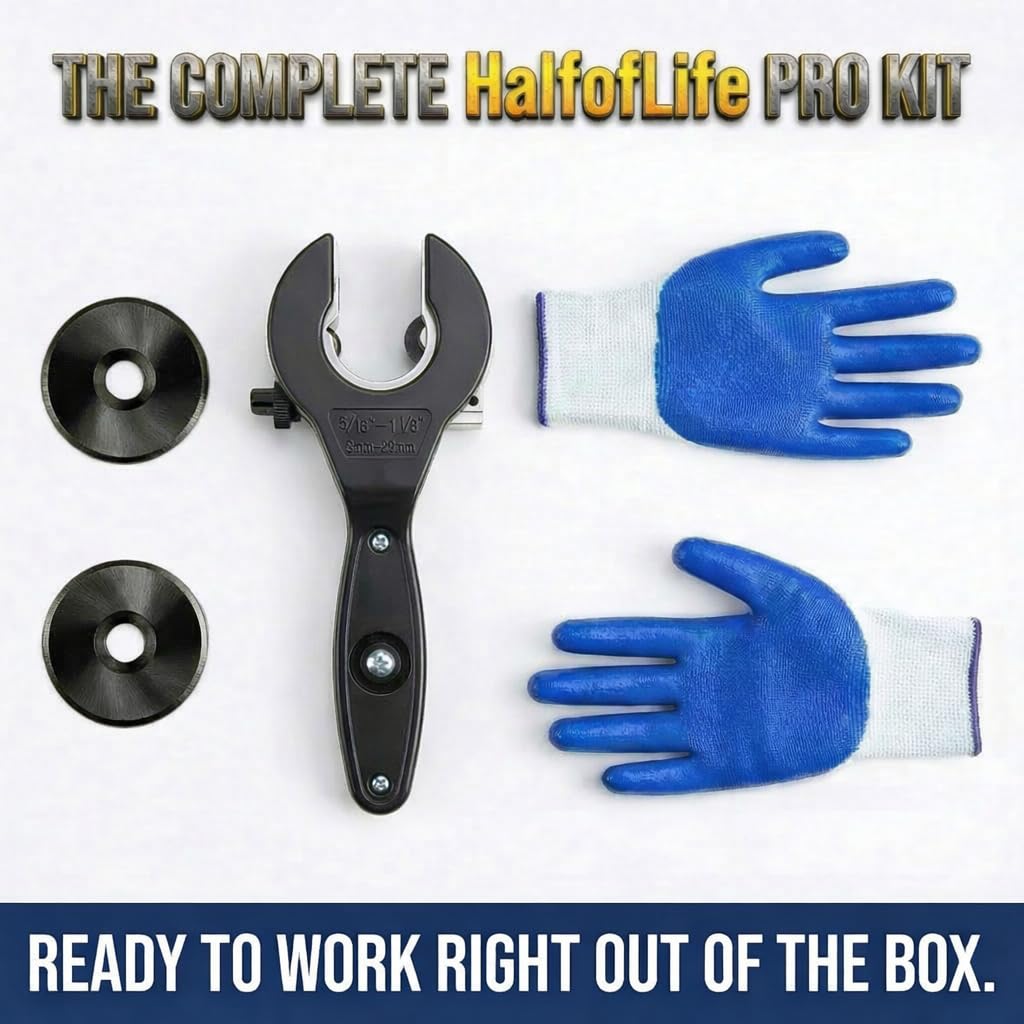 HalfofLife Ratcheting Pipe Cutter, 2 in 1 Close Quarters Tube Compact Cutter, Ratcheting Pipe Cutter Tool for Cutting Copper and Metal Pipes, Pvc, Ppr, Plastic Hoses (5/16" To 1 1/8")