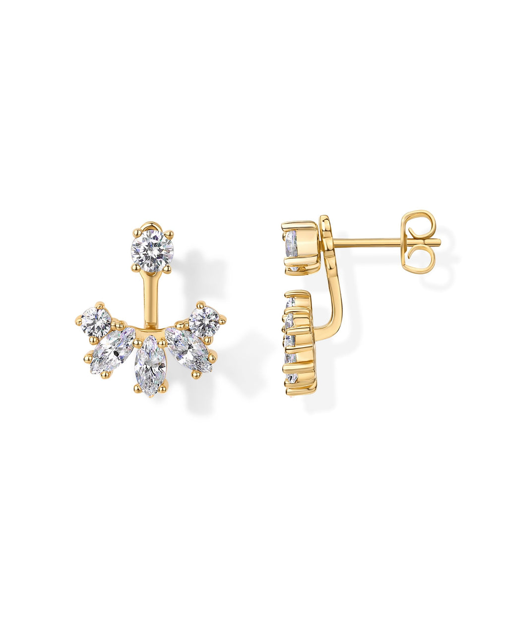 PAVOI Stud Earrings for Women, 925 Silver, Yellow Gold, Size 14 Millimeters