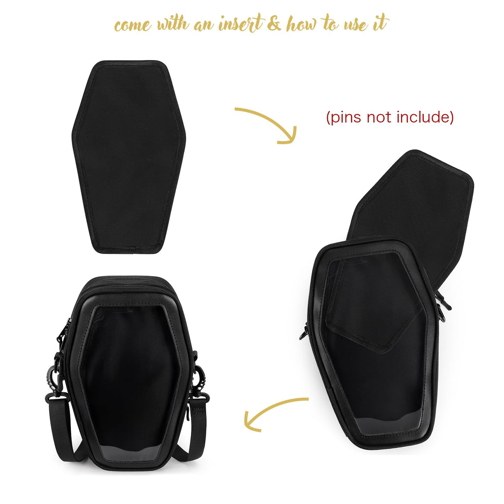 STEAMEDBUN Ita Coffin Purse with Insert Gothic Crossbody Bag for Halloween
