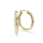 Swarovski Sommerset hoop earrings, Small, White, Gold-tone finish