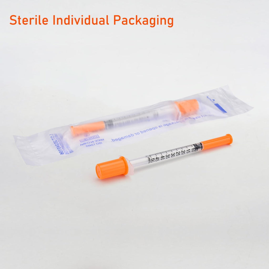 JIBENGAO Syringes 29Ga 0.5cc 1/2"(12.7mm)-Pack of 50