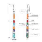 Phyonio Turquoise Earrings for Women 925 Sterling Silver Multicolor Gemstones Dangle Earrings Bohemian Style Statement Bar Earrings Dangle Earrings for Women Summer Earrings Valentines Gifts
