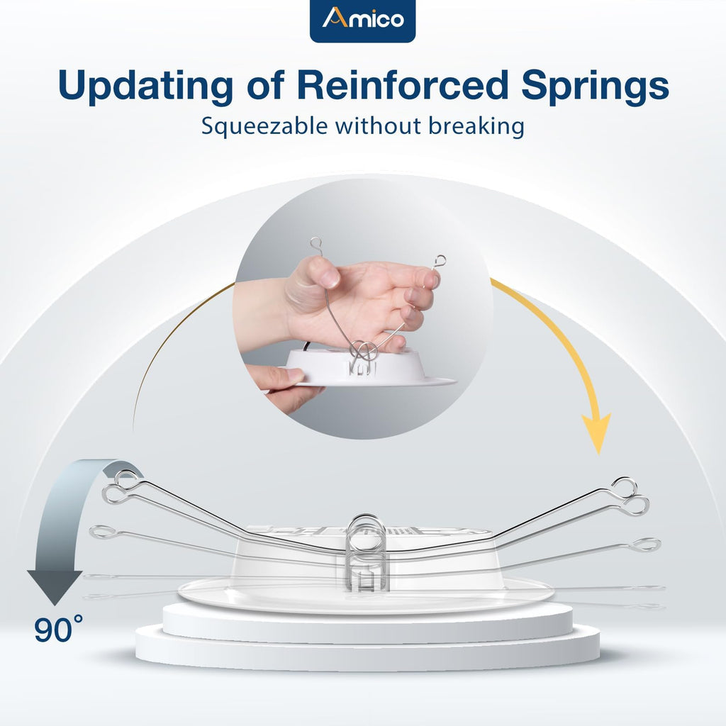 Amico Recessed Lighting 5/6 Inch, 12 Pack 5CCT Flat LED Can Lights, 2700K/3000K/4000K/5000K/6000K Selectable,12W Eqv 110W, 1050LM Brightness, Retrofit Installation - ETL & FCC, White