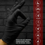 MED PRIDE 8 Mil Xl Disposable Black Nitrile Gloves Heavy Duty Diamond Textured Powder Free Latex Free Box of 100