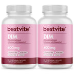 BESTVITE DIM (Diindolylmethane) 400mg with Bioperine (240 Vegetarian Capsules) (120 x 2) - No Stearates - No Gelatin - Vegan - Non GMO - Gluten Free