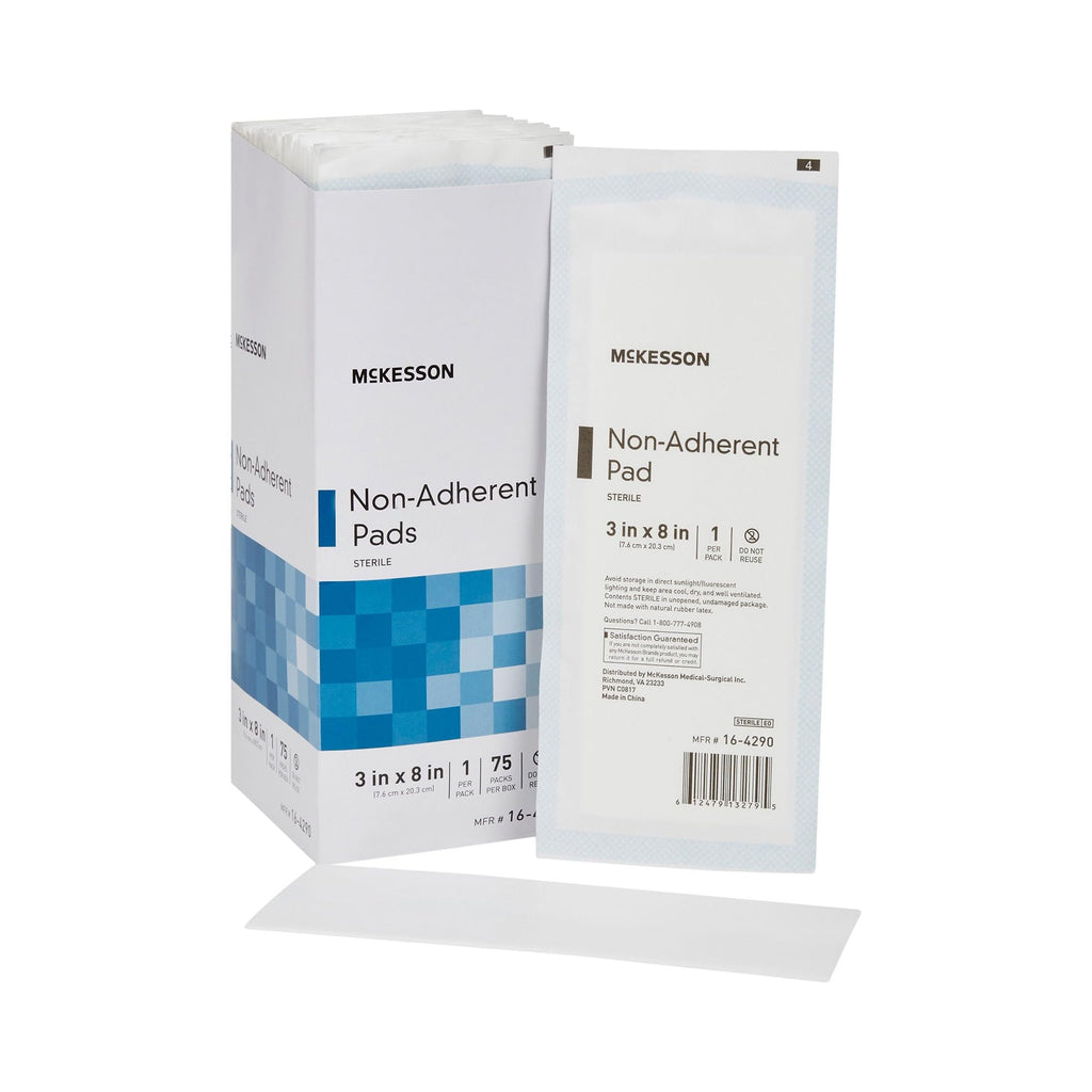 McKesson Non-Adherent Pads for Wounds, Highly Absorbent, 3 x 8 in, 75 ct