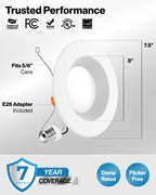 Sunco Retrofit LED Recessed Lighting 6 Inch, Downlight Can Lights for Ceiling, Baffle Trim, 965 LM, 13W (120W Equivalent), 4000K Cool White, Dimmable, Damp Rated UL 4 Pack.