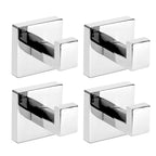 IBosins 4 Pack Towel Hooks Hand Towel Holder for Bathroom Wall Livingroom Bedroom Kitchen Closet Heavy Duty Stainless Steel Hook Hanger for Robe, Bath Towel, Coat (Square Polished Chrome)