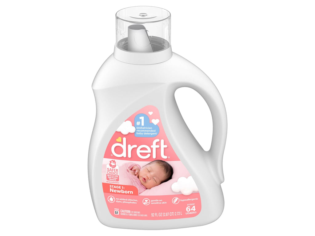 Dreft Stage 1 Newborn Baby Liquid Laundry Detergent, Gentle on Sensitive Skin, HE Compatible, 64 loads