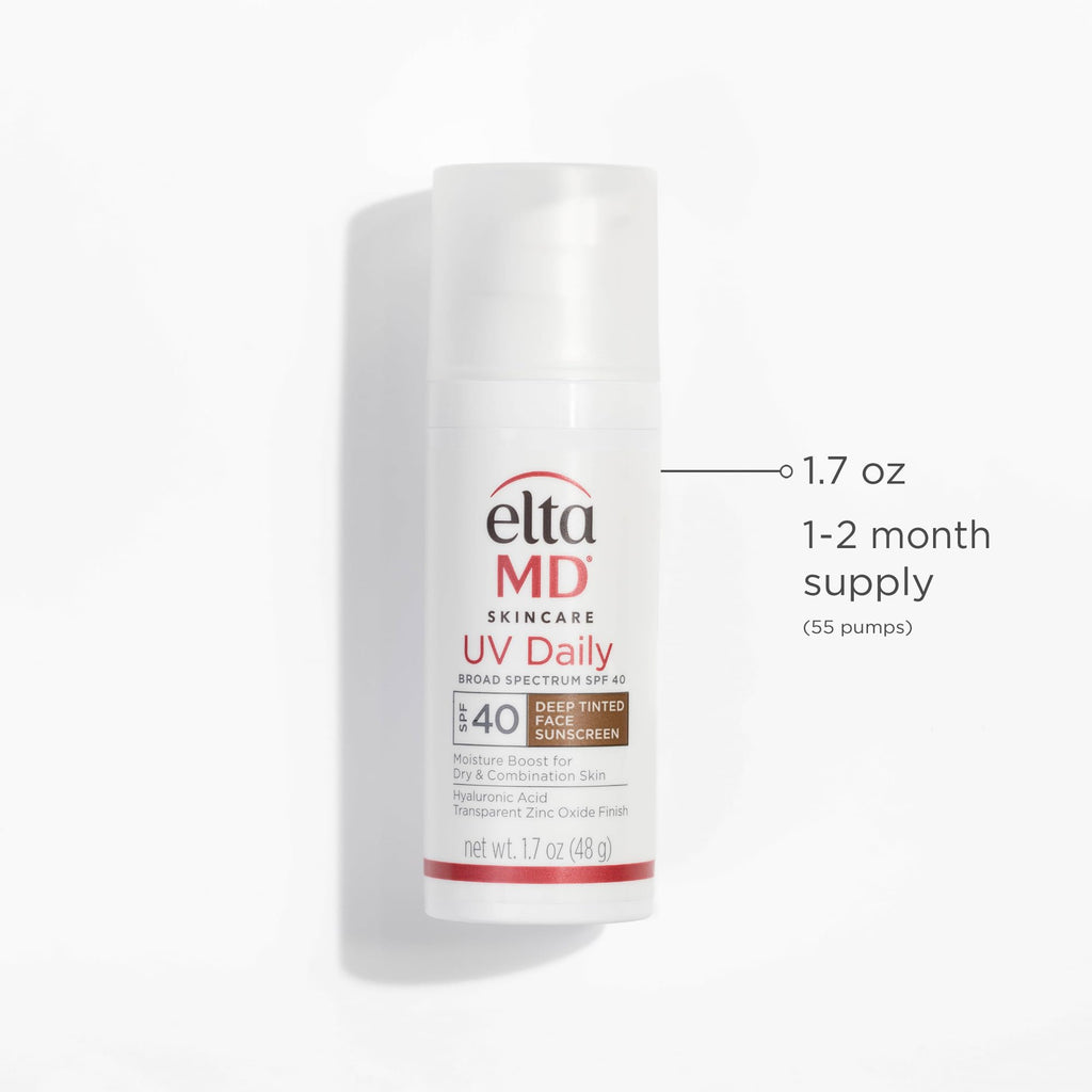 EltaMD UV Daily Deep Tinted SPF 40 Face Sunscreen Moisturizer with Zinc Oxide, Tinted Daily Face Moisturizer with SPF, Sunscreen for Dry Skin,1.7 oz Pump