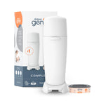 Diaper Genie Complete Diaper Pail (White) – Includes 1 Refill (Holds 270 Newborn Diapers) & 1 Carbon Filter