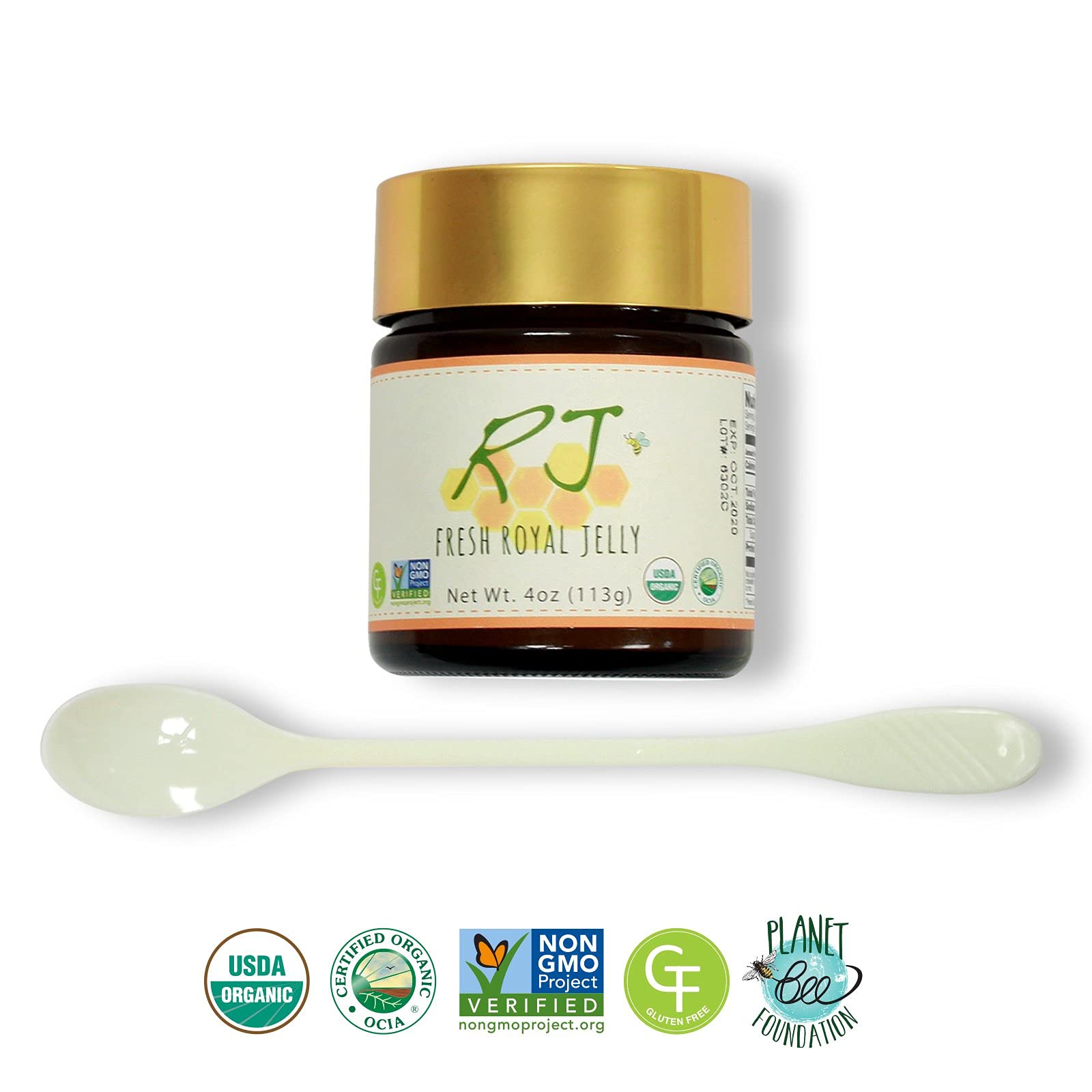 Greenbow Organic Fresh Royal Jelly - 100% USDA Certified Organic, Non-GMO, Halal, Pure, Gluten Free - One of The Most Nutrition Packed - (113g)