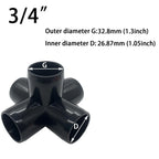 ANPTGHT 3/4“ Tee PVC Fitting 5 Way Elbow Connector, Furniture Grade 90 Degree Elbow Side Outlet, PVC Corner Fittings for Building Furniture Greenhouse Shed Tent Connection (Black-Pack of 8)