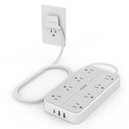 TESSAN Power Strip Surge Protector, 6FT Flat Plug Extension Cord