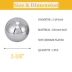 Two 2-3/8" Inch Diameter Hardened Chrome Solid Steel Bearing Balls, Vigorous Precision Balls (2 Pieces)