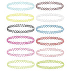 BodyJ4You 12PC Tattoo Choker Necklace - 90s Accessories 2000s Jewelry Y2K Fashion Vintage Trendy - Vibrant Pink Blue White Green Black - Adjustable Stretchy Elastic Necklace Summer Vacation Gift Set