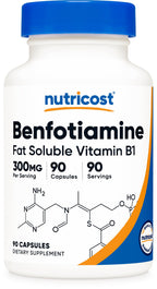 Nutricost Benfotiamine 300mg, 90 Capsules, Fat Soluble Vitamin B1, GMO-Free