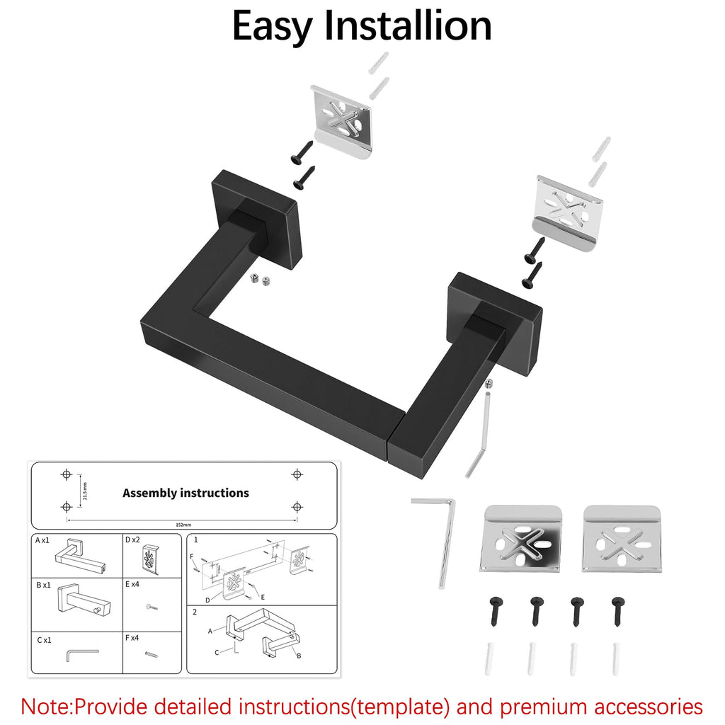 FEILERN Toilet Paper Holder, Wall Mounted Post Pivoting Square Tissue Holders Roll Holder Hangers for Bathroom, Commercial Toilet Paper Dispenser, Matte Black