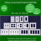 Pure White Classic Beadboard Wall Plates,Light Switch Covers,Electrical Outlet Covers, Switch Plates of Various Combination, Nature Bamboo Fiber Wall plate (1 Gang Duplex 4 Pack)
