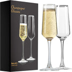 PARACITY Champagne Glasses Set of 2: Clear Glass Champagne Flutes, 8.5 oz